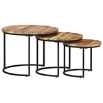 ZNTS Nesting Tables 3 pcs Rough Mango Wood 338002