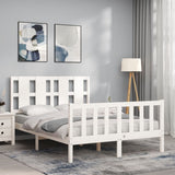 Bed Frame without Mattress White Small Double Solid Wood Pine 3192202