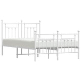 Metal Bed Frame without Mattress with Footboard White 135x190cm 353603