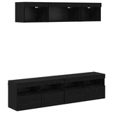 TV Wall Units with LED with LED 5 pcs Black Oak 80 x 30 x 40 cm 3402970