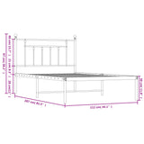Metal Bed Frame without Mattress with Headboard White 107x203cm 353582