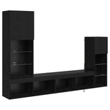 TV Wall Units Wall-mounted 4 pcs Black Oak Engineered Wood 3402946