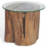 Coffee Table Teak Glass 50x40 cm 245069