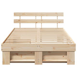 Bed Frame with Headboard Brown 135 x 190 cm Solid Pine Wood 3382283