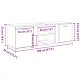 TV Cabinet Smoked Oak 120x34x37 cm Engineered Wood 833556
