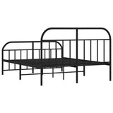 Bed Frame Black Powder-Coated Steel Large Bed Frame Rectangular 353658