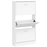 Shoe Cabinet White 59x17x108 cm Engineered Wood 342526