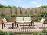 Outdoor Furniture Set 4 pcs Cream White Poly Rattan 42025357