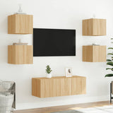 6 Piece TV Wall Units with LED Sonoma Oak Engineered Wood 3216813
