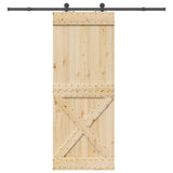 Sliding Door with Hardware Set 90x210 cm Solid Wood Pine 3332769