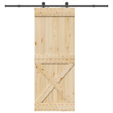Sliding Door with Hardware Set 90x210 cm Solid Wood Pine 3332769