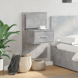 ZNTS Wall-mounted Bedside Cabinet with LED Lights Concrete Grey 848163