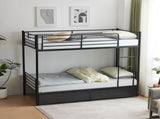 Twin Over Twin Bunk Bed with Two Storage Drawers & Full-Length Guard Rail, Heavy Duty Metal Bunk Bed 46245523