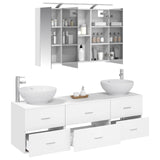 Bathroom Furniture Set 4 pcs White Engineered Wood and Glass 3406935