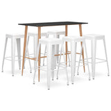 7 Piece Bar Set Black and White 3057472