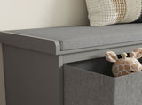 Three-Drawer Shoe Storage Bench, with Padded Top Seat - Grey T3398P329500
