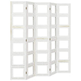 Room Divider 5 Panels White Solid Wood Paulownia 358695