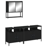 3 Piece Bathroom Furniture Set Black Engineered Wood 3214665