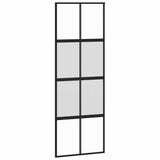 Sliding Door Black 76x205 cm Tempered Glass and Aluminium 155222