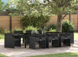 Garden Dining Set 9 pcs Black Poly Rattan 3380692