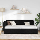 Corner Bed Frame with Headboard Black 100 x 200 cm Fabric 42016505