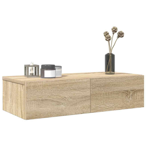 ZNTS Wall Shelf with Drawers Sonoma Oak 60x26.5x15 cm Engineered Wood 859970