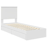 Storage Bed with Headboard White 75 x 190 cm Engineered Wood 3411257