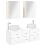 Bathroom Furniture Set 5 pcs White Engineered Wood and Glass 3407047