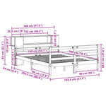 ZNTS Bookcase Bed without Mattress 140x200 cm Solid Wood Pine 3322203