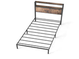 90cm190cm Single Metal Bed Frame with RGB Smart LED Lights & Storage Headboard, Heavy Duty 363kg T6135P515083