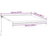 ZNTS Manual Retractable Awning Burgundy 350x250 cm 3215314