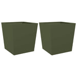 ZNTS Garden Planters Olive Green 2 pcs 50x50x50 cm Steel 851073