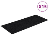 Stair Mats Self-adhesive 15 pcs 60x25 cm Black Rectangular 326914
