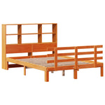 ZNTS Bookcase Bed without Mattress Wax Brown 140x190cm Solid Wood Pine 3322771