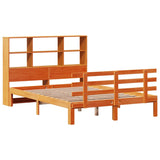 ZNTS Bookcase Bed without Mattress Wax Brown 140x190cm Solid Wood Pine 3322771