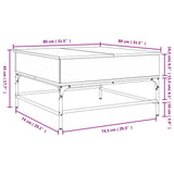 ZNTS Coffee Table Black 80x80x45 cm Engineered Wood and Metal 845401