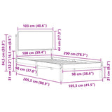 Bed Frame with Upholstered Headboard Light Grey 100 x 200 cm 877859