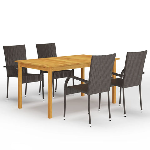 ZNTS 5 Piece Garden Dining Set Brown 3067783