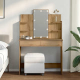 Dressing Table with LED Lights Artisan Oak 96x40x142 cm 857026