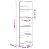 Bookcase Concrete Grey 60x24x176 cm Engineered Wood 857824