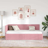 Corner Bed Frame with Headboard Pink 90 cm x 200 cm Velvet 42016269