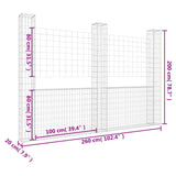 U-shape Gabion Basket with 3 Posts Iron 260x20x200 cm 151290