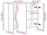 Bathroom Mirror Cabinet Artisian Oak 63.5 x 16 x 62.5 cm 889158
