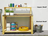 Wooden Potting Bench Table with Aluminium Worktop, Outdoor Garden Workbench with 2 Shelves T3398P552685