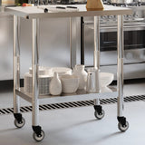 Kitchen Work Table with Wheels 82.5x55x85 cm Stainless Steel 376463