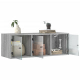Wall Cabinet with Glass Doors Grey Sonoma 102x37x35 cm 836516