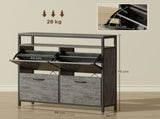 Shoe Storage Cabinet with 4 Flip Drawers and Open Shelf - Cement Grey T3398P377994