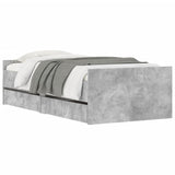 Bed Frame Concrete Grey Engineered Wood Single Bed Frame 3207367