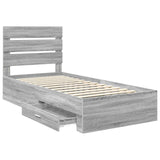 Bed Frame with Drawer Grey Sonoma 100 x 200 cm Engineered Wood 3412009