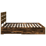 Bed Frame with Drawer Smoked Oak 180 x 200 cm Engineered Wood 3411947